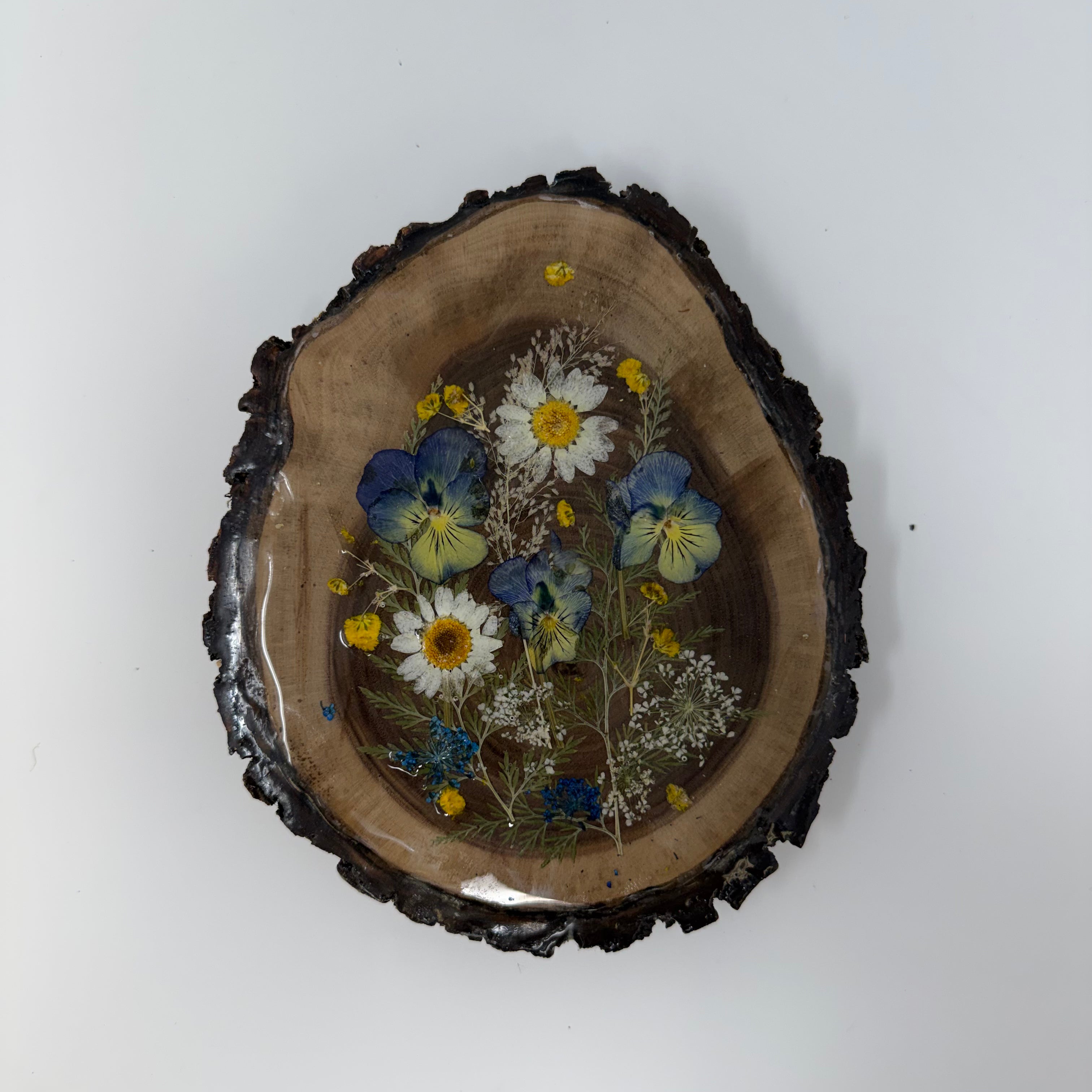 Pressed Flowers on Wood Decoration